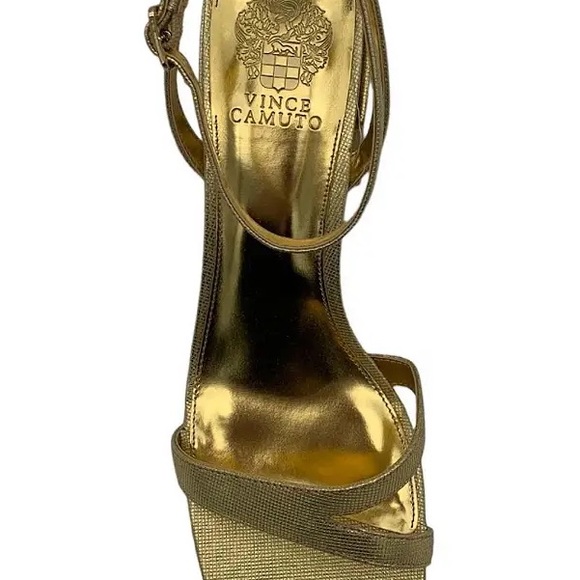 Vince Camuto Leather Heeled Sandals Jarenn Gold - Picture 3 of 3